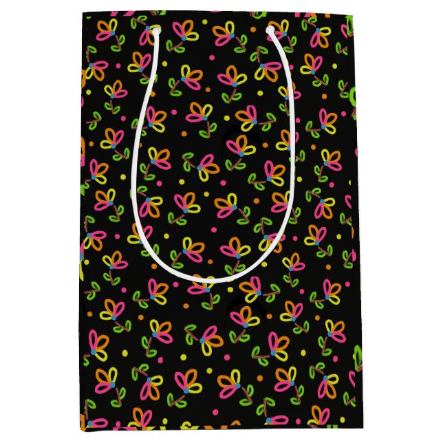 Sac Cadeau Moyen Conception florale multicolore (Devant)