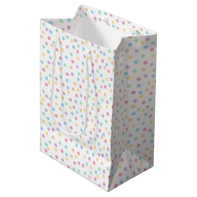 Sac Cadeau Moyen Confetti Pastels (Points) (Devant Angle)