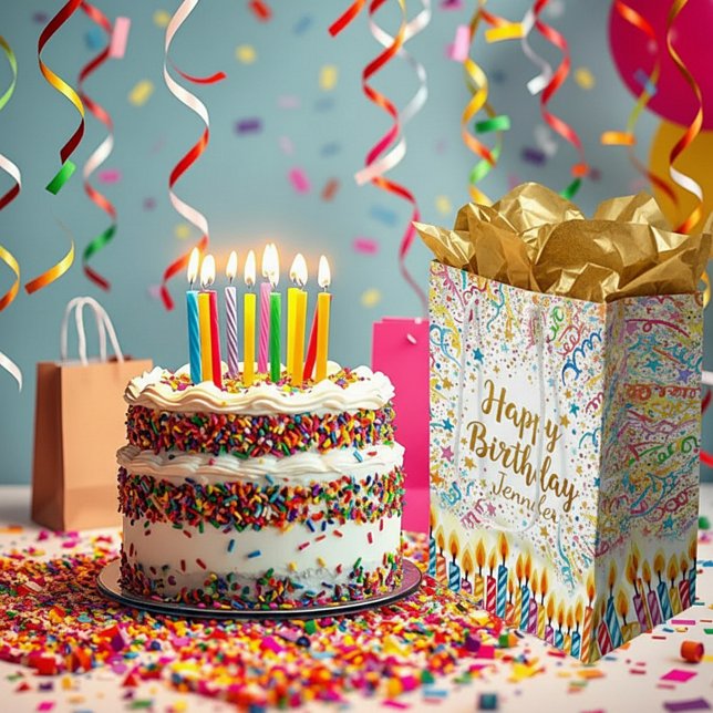 Sac Cadeau Moyen Confettis d'anniversaire personnalisés amusants (Créateur téléchargé)