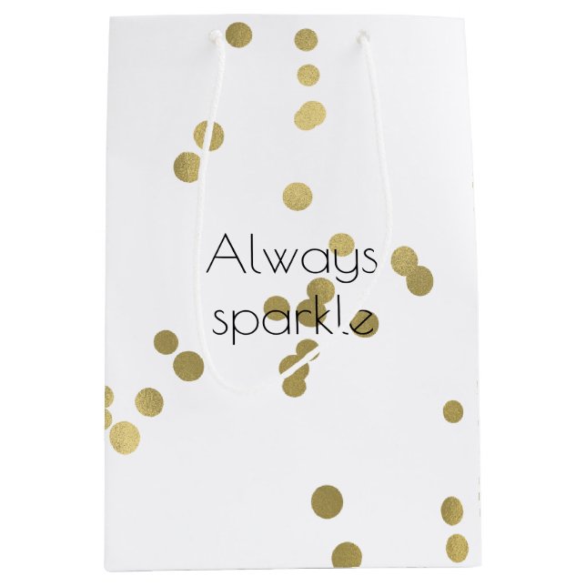 Sac Cadeau Moyen Confettis d'or d'étincelle (Devant)