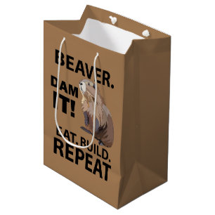 Sac Cadeau Moyen Construire à manger Répéter Funny Beaver Animal