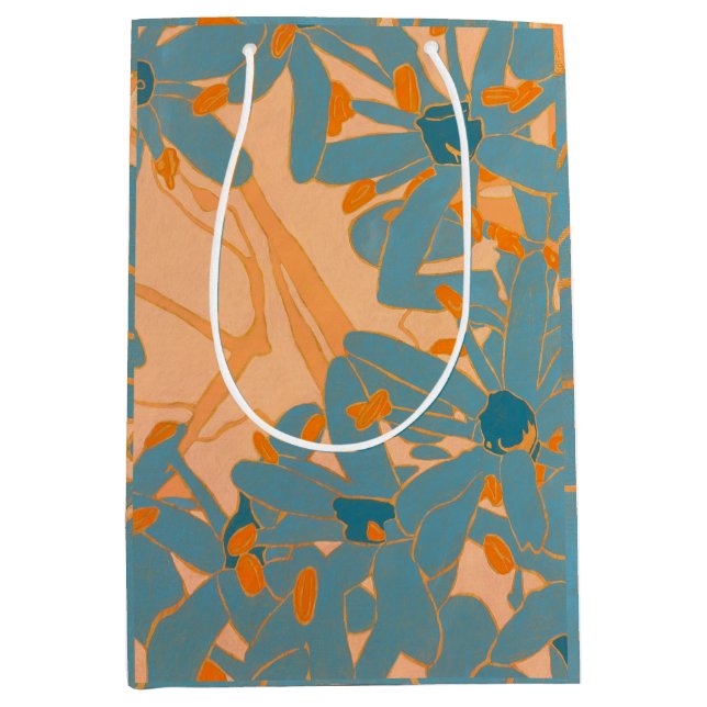Sac Cadeau Moyen Contemporary Leaf Design in Peach (Devant)