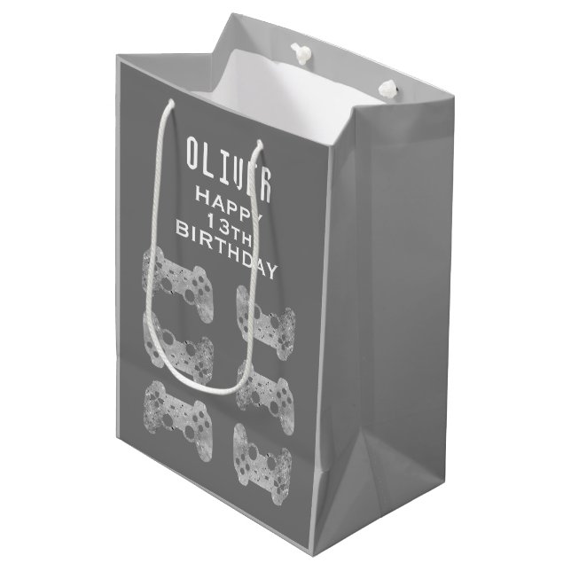 Sac Cadeau Moyen Contrôleur de jeu vidéo Gamer Anniversaire (Devant Angle)