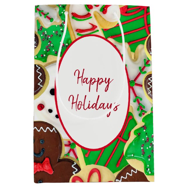 Sac Cadeau Moyen Cookies de Noël au Sucre  (Devant)