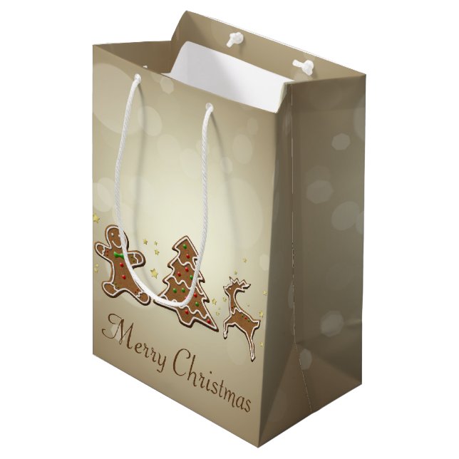 Sac Cadeau Moyen Cookies de pain d'épices (Devant Angle)