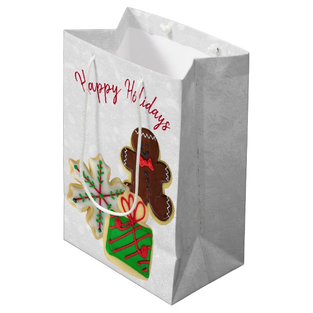 Sac Cadeau Moyen Cookies de sucre de Noël (Devant Angle)