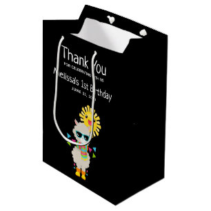 Sac Cadeau Moyen Cool Llama et souriant Kawaii Sun Merci