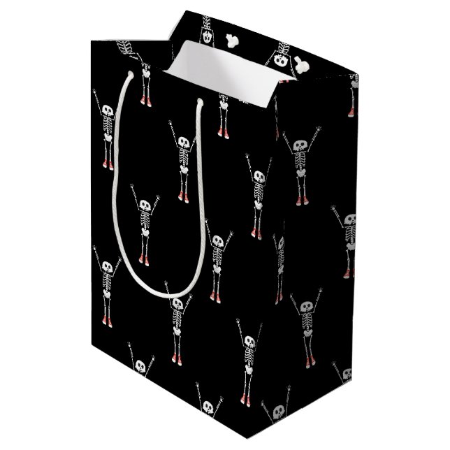 Sac Cadeau Moyen Cool Skeleton Halloween Design (Dos Angle)