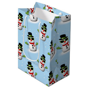 Sac Cadeau Moyen Cool Snowman Noël motif bleu hiver
