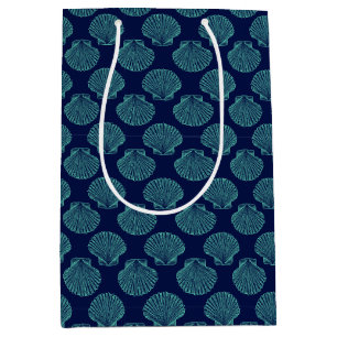 Sac Cadeau Moyen Coquillages bleu océan