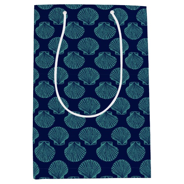 Sac Cadeau Moyen Coquillages bleu océan (Devant)
