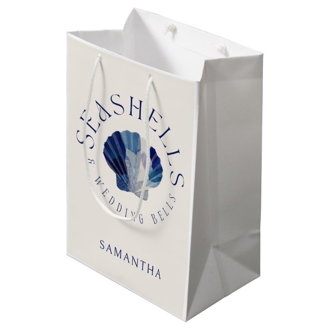 Sac Cadeau Moyen Coquillages Cloches de mariage Fête sur la plage b (Devant Angle)