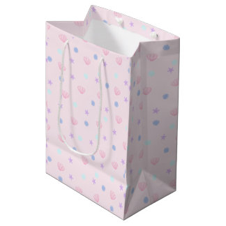 Sac Cadeau Moyen Coquillages roses de mignonne Pastel Etoiles de me