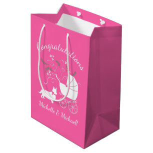 Sac Cadeau Moyen Corgi Chien Baby shower fille rose