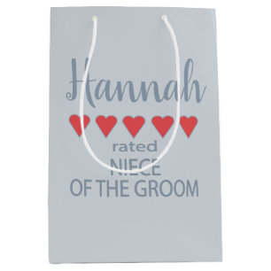 Sac Cadeau Moyen Cortège de mariage 5 cœurs Nièce du marié