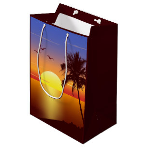 Sac Cadeau Moyen Coucher du soleil à la plage tropicale