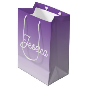 Sac Cadeau Moyen Couleur violette ombrée (modifiable) et votre text