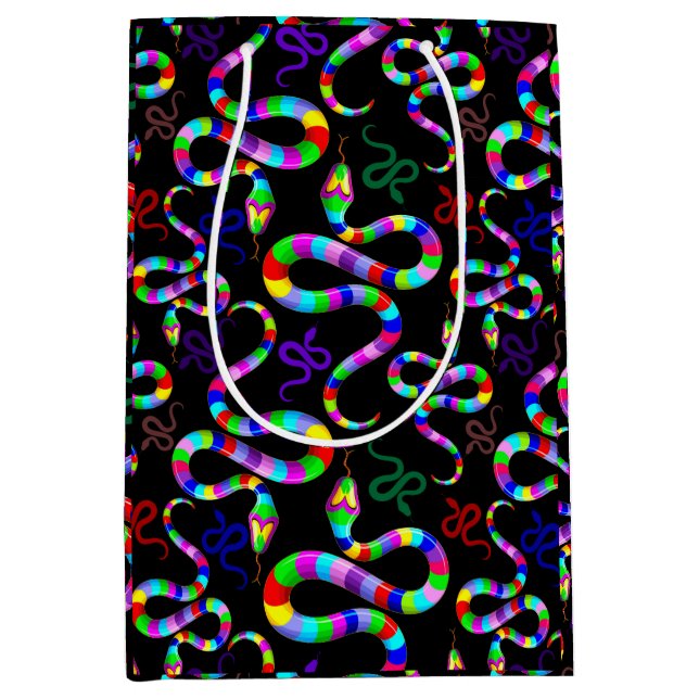 Sac Cadeau Moyen Couleurs arc-en-ciel psychédéliques serpent (Devant)