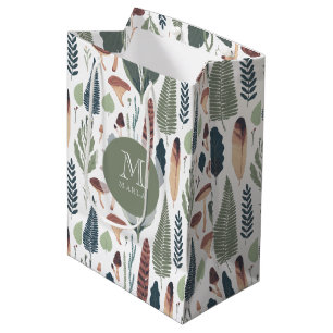Sac Cadeau Moyen Couleurs d'automne bouché feuillage de bois motif