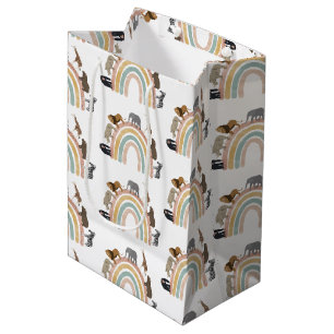 Sac Cadeau Moyen Couleurs de terre Arc-en-ciel Jungle Animaux Motif