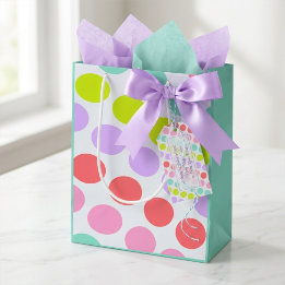 Sac Cadeau Moyen Couleurs pastel, élégant anniversaire, toutes occa