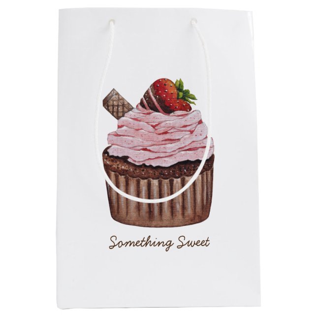 Sac Cadeau Moyen Coupe De Fraise Cute À L'Aquarelle (Devant)