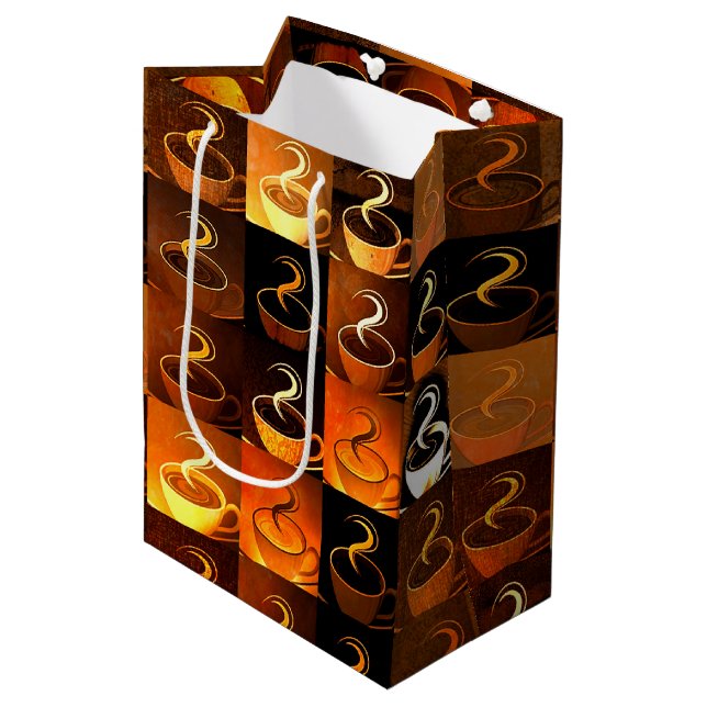 Sac Cadeau Moyen Coupes de café automnales (Devant Angle)