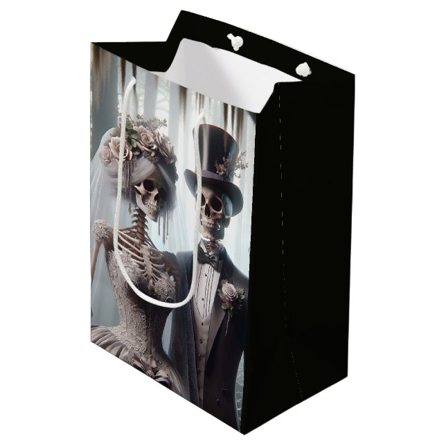 Sac Cadeau Moyen Couple Mariage d'Halloween (Devant Angle)