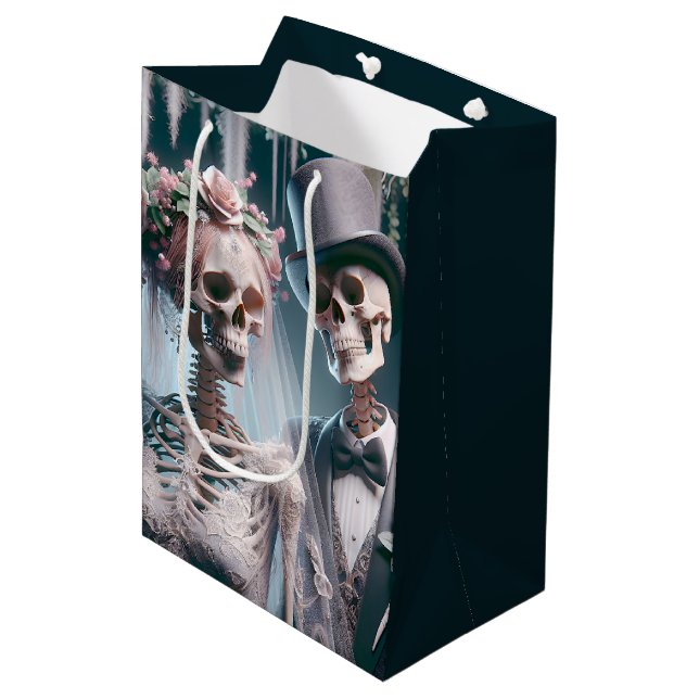 Sac Cadeau Moyen Couple Mariage d'Halloween (Devant Angle)