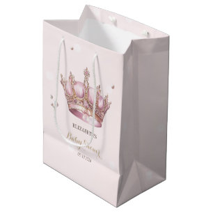 Sac Cadeau Moyen Couronne de Petite Princesse Perles Points Bébé Na
