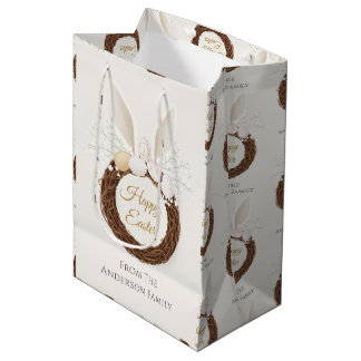 Sac Cadeau Moyen Couronne d'oreilles de lapin personnalisée Modèle 