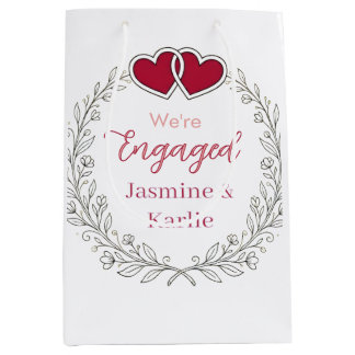 Sac Cadeau Moyen couronne florale noire cœur rouge nous sommes fian