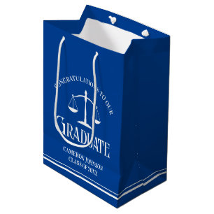 Sac Cadeau Moyen Coutume Bleu Blanc de l'école de droit Parti de gr