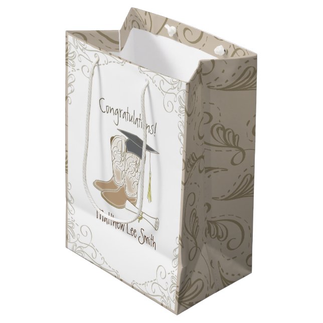 Sac Cadeau Moyen Cowboy Cowgirl Graduation Pays Western Party (Devant Angle)