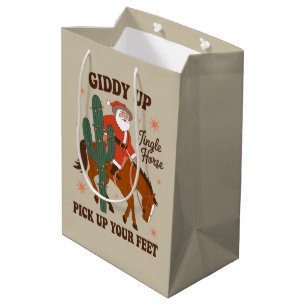 Sac Cadeau Moyen Cowboy Giddy Up Jingle Cheval Levez Les Pieds