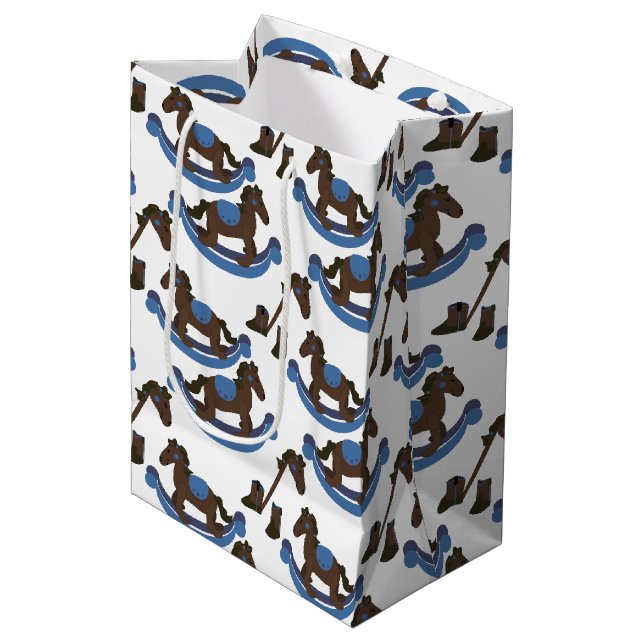 Sac Cadeau Moyen Cowboy Rocking Horse Baby Blue (Devant Angle)