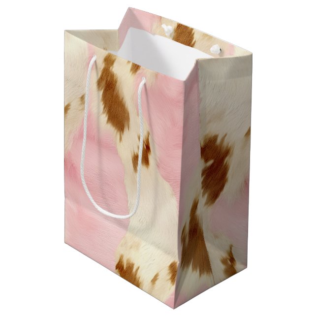 Sac Cadeau Moyen Cowgirl Crème rose Brown Cowhide (Devant Angle)