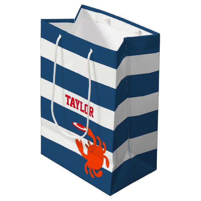 Sac Cadeau Moyen Crabe nautique de frisbee de marine personnalisé (Devant Angle)