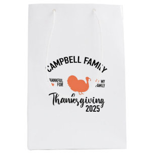 Sac Cadeau Moyen Crampbell Family 2025 Thanksgiving diner Turquie