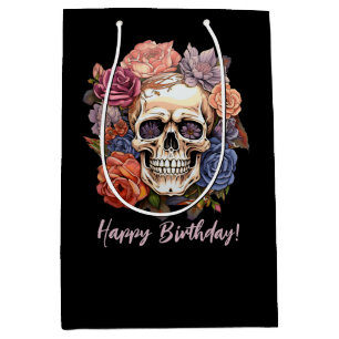 Sac Cadeau Moyen Crâne de fleurs