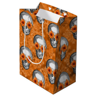 Sac Cadeau Moyen Crânes orange et série tournesol Design 7