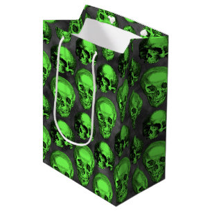 Sac Cadeau Moyen Crânes verts et série Tournesol Conception 2