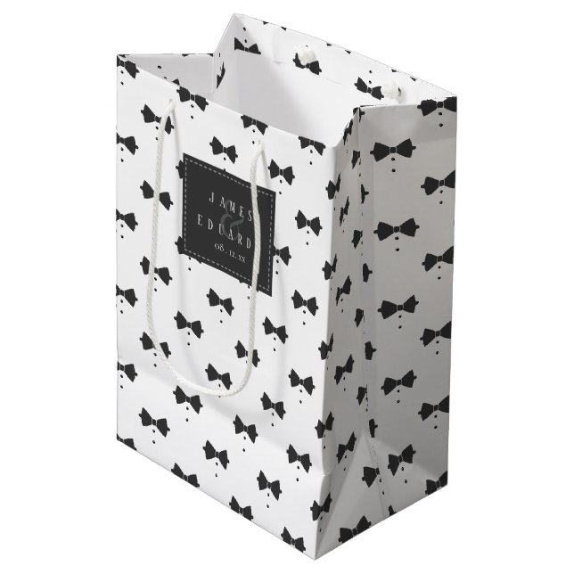 Sac Cadeau Moyen Cravate Bow sur mesure et boutons Motif ID1090 (Devant Angle)