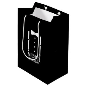 Sac Cadeau Moyen Cravate Mariage noir Groomsmen personnalisé