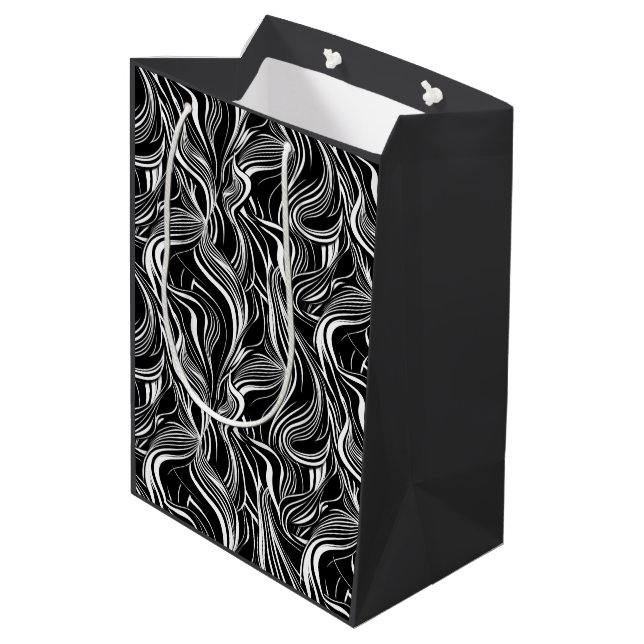 Sac Cadeau Moyen Creative Black and White Seamless Abstraction (Dos Angle)
