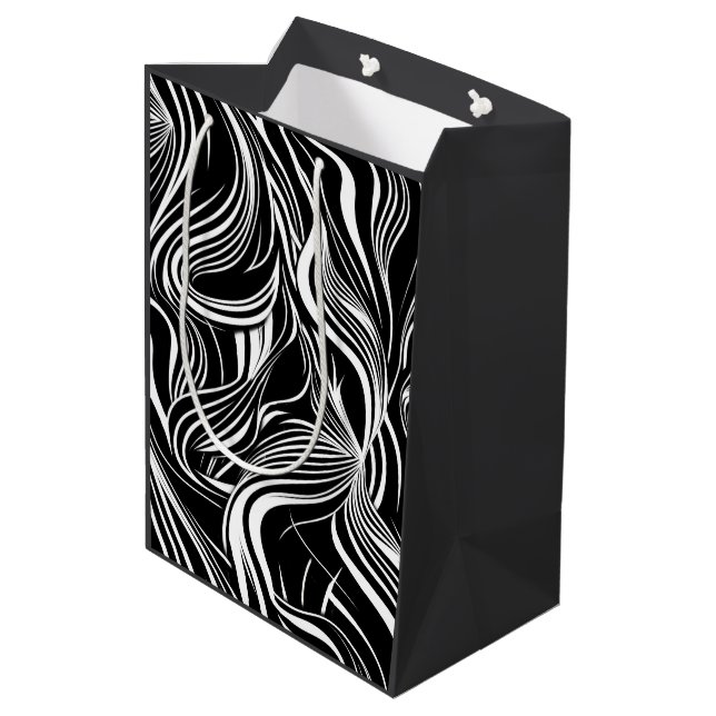 Sac Cadeau Moyen Creative Black and White Seamless Abstraction (Dos Angle)