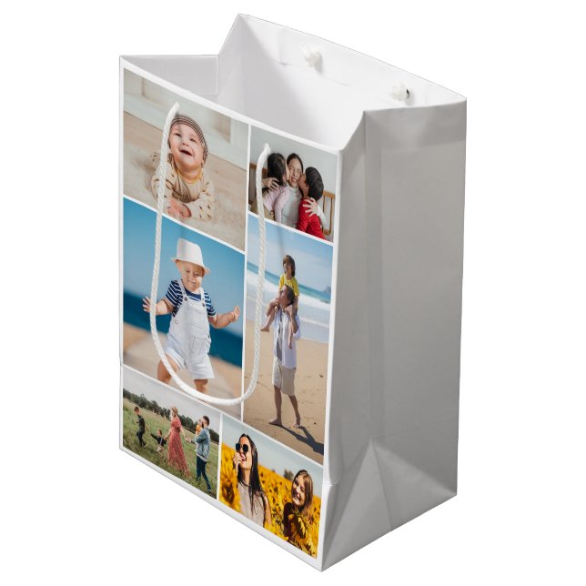 Sac Cadeau Moyen Créez votre propre collection photo de 6 personnes (Devant Angle)