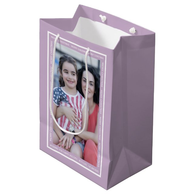 Sac Cadeau Moyen Créez votre propre lavande photo de Noël (Devant Angle)