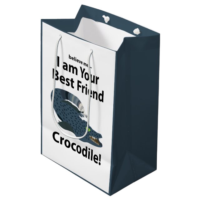 Sac Cadeau Moyen Crocodile Alligator drôle Crocodile (Devant Angle)
