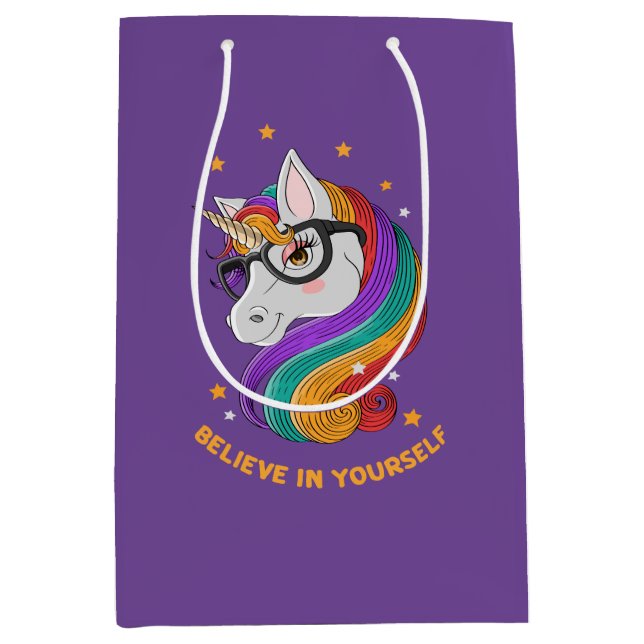 Sac Cadeau Moyen Crois En Toi-Même Unicorne (Devant)